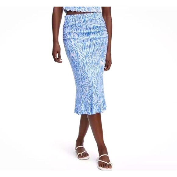 DVF Diane Von Furstenberg Target Women's A-Line Sea Twig Blue Skirt Size L Large - Picture 3 of 14